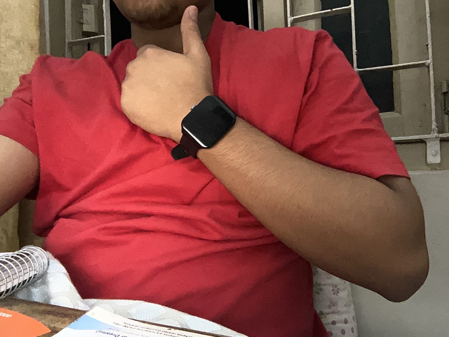 Customer photo review of Men Maroon Airy Linen Short Kurta