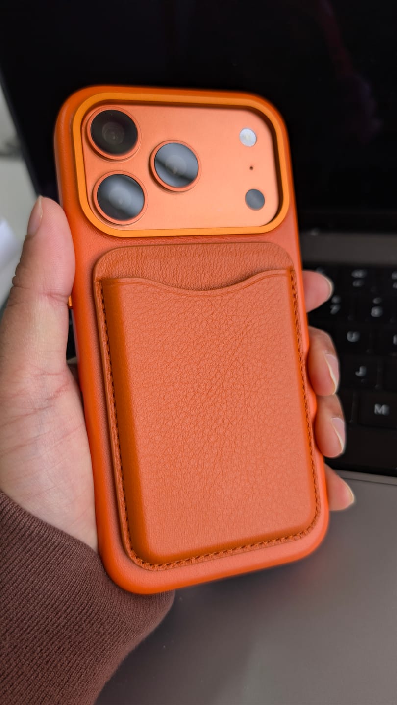 Customer photo review of iPhone 17 Pro Leather Case - MagSafe - Solar Orange