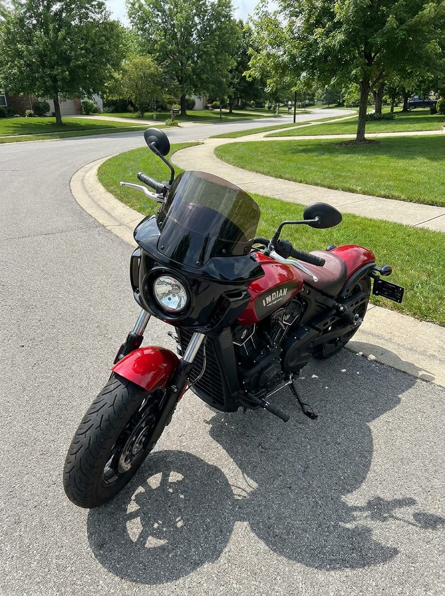 Customer photo review of Viking Darkin Motorcycle Fairing for Indian Scout Bobber Sixty Gloss Black