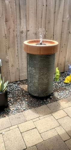 Customer photo review of Bernini Lugano Outdoor Solar Pond Fountain