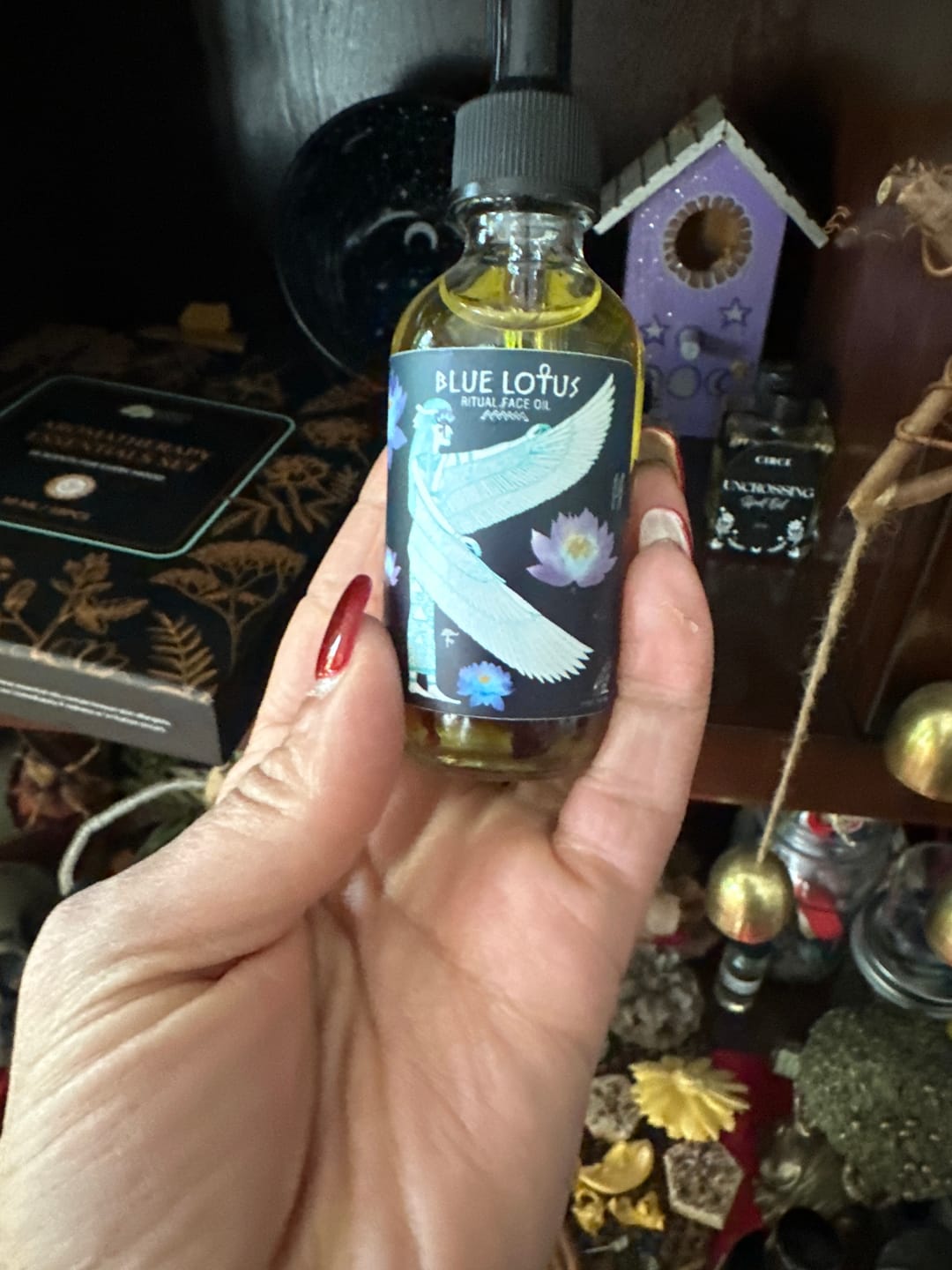 Customer photo review of Blue Lotus Ritual Face Oil | Sacred Egyptian Elixir for Glow, Deep Calm & Spiritual Awakening |  Infused With Moringa 🩵🌿| Nourish & Awaken