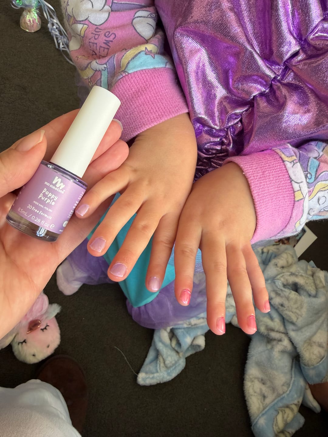 Customer photo review of 3 Pack Water-Based Kids Nail Polish