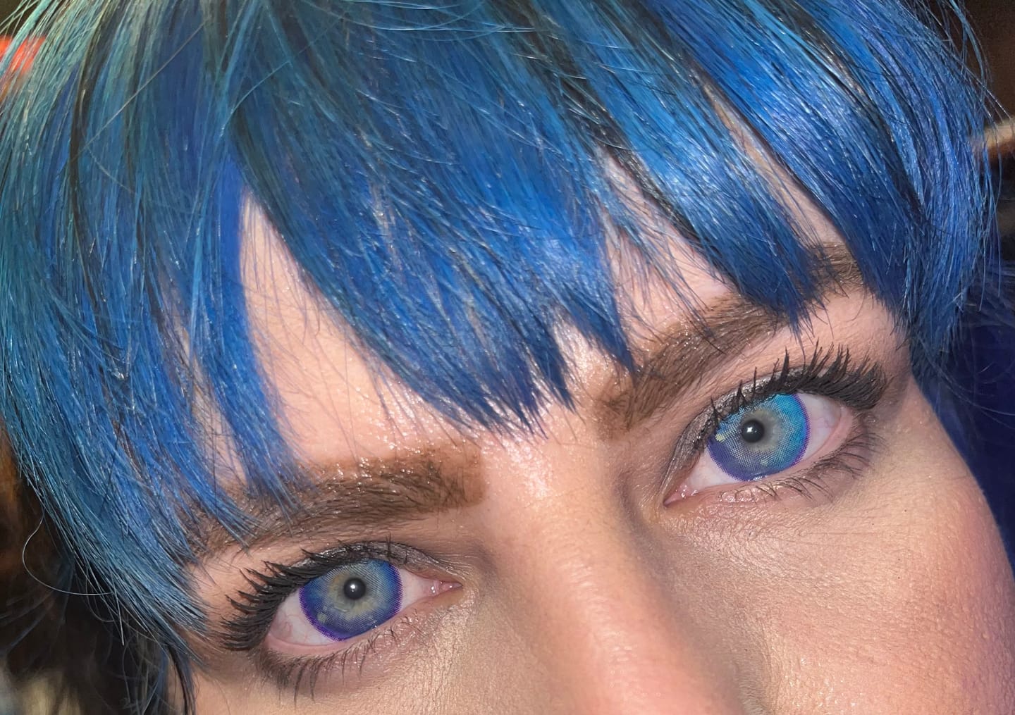 Customer photo review of Yari Blue Prescription Colored Contact Lenses