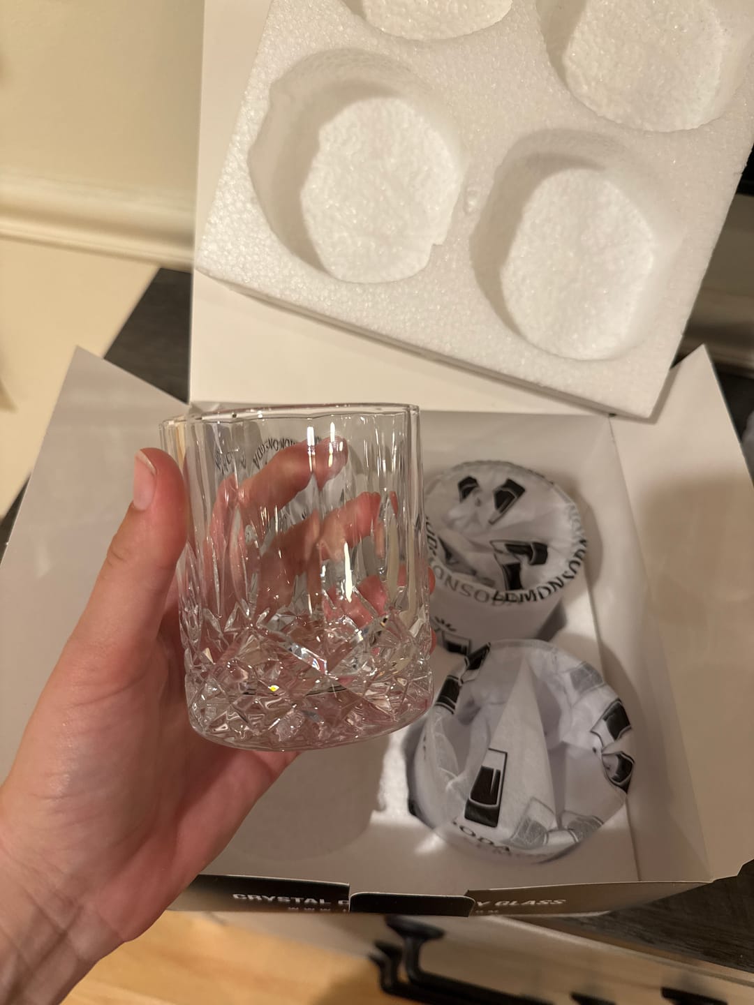 Customer photo review of Crystal Cut Old Fashioned Whiskey Glasses (10oz)