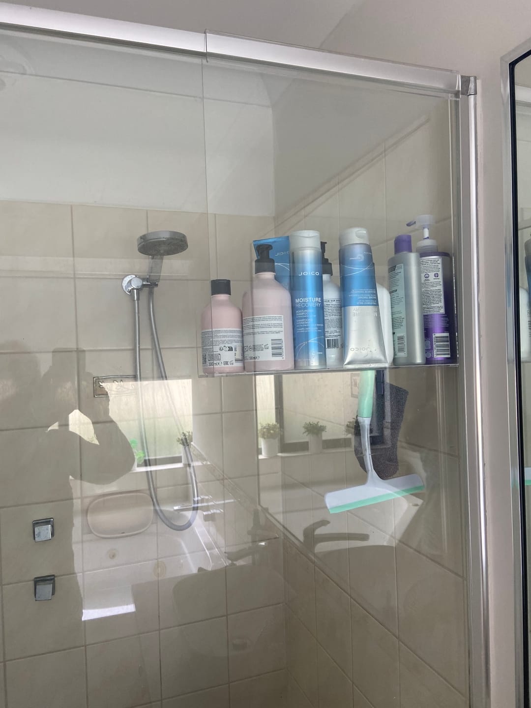 Customer photo review of Clear Acrylic Shower Shelf