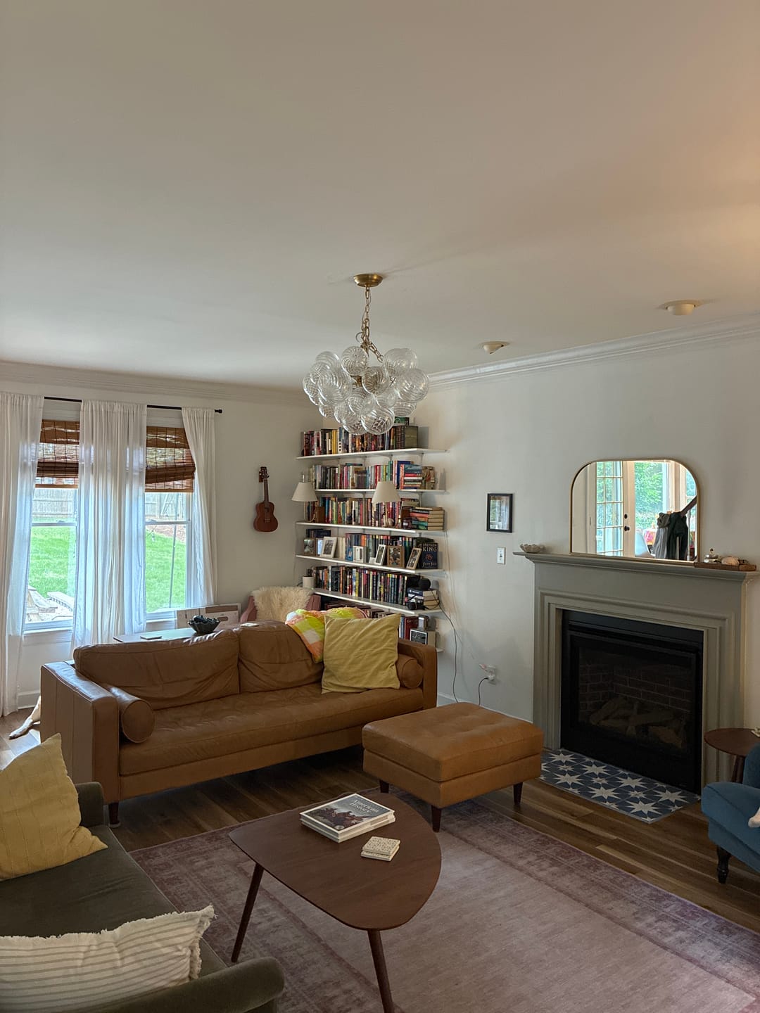 Customer photo review of Brass Cluster Ribbed Glass Globe Bubble Chandelier