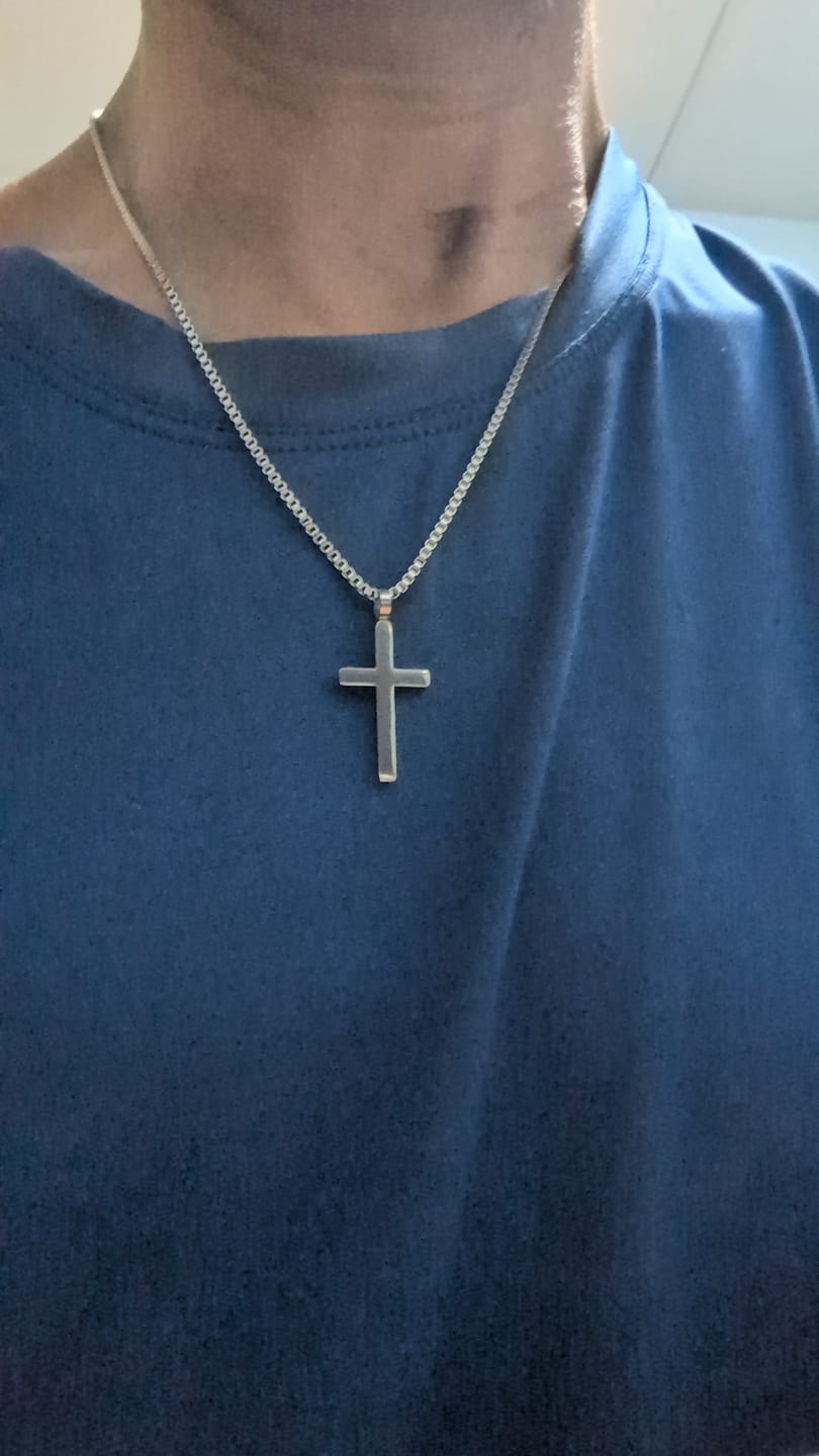 Customer photo review of Classic Cross & Box Chain