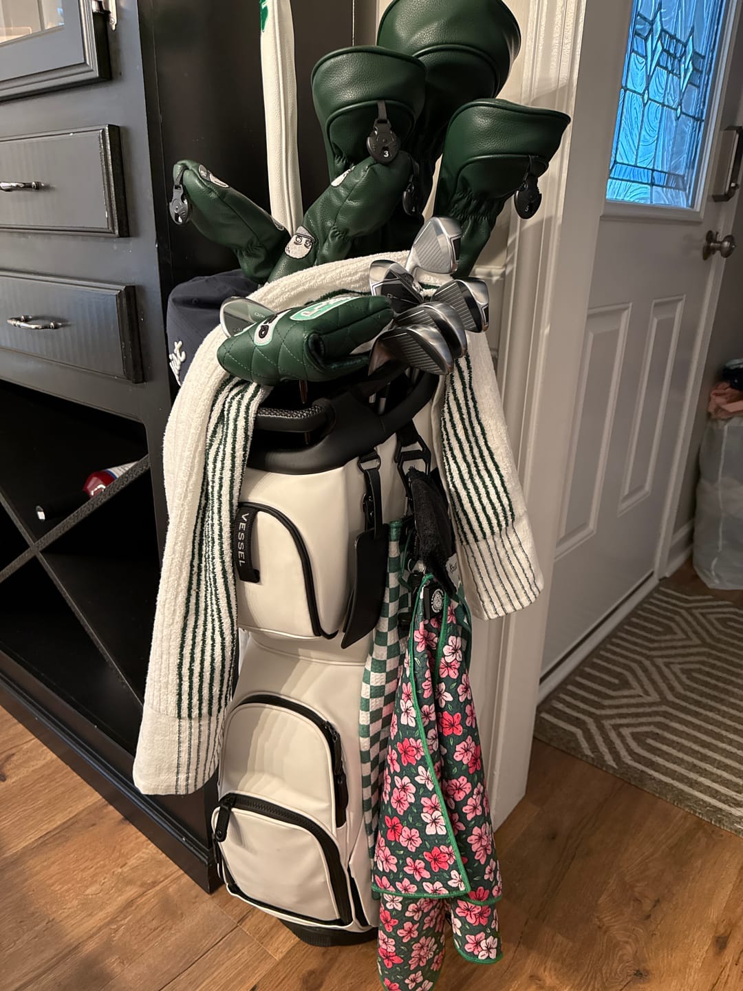 Customer photo review of Azaleas - Magnetic Golf Towel