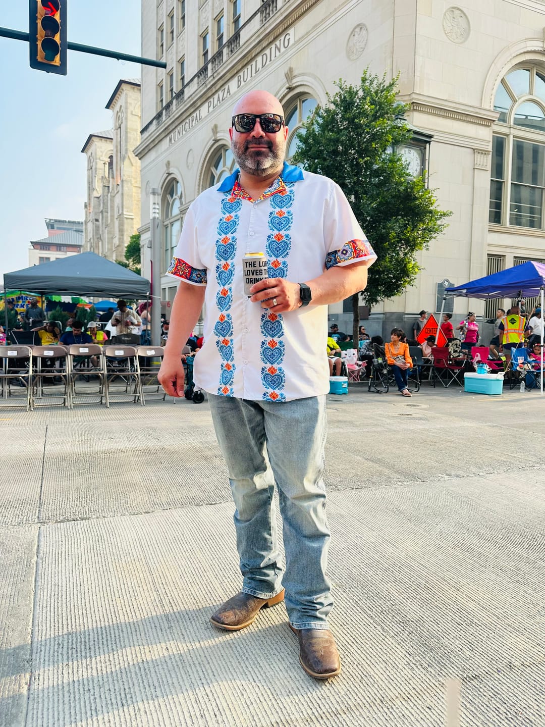 Customer photo review of Talavera Corazones Guayebera Shirt