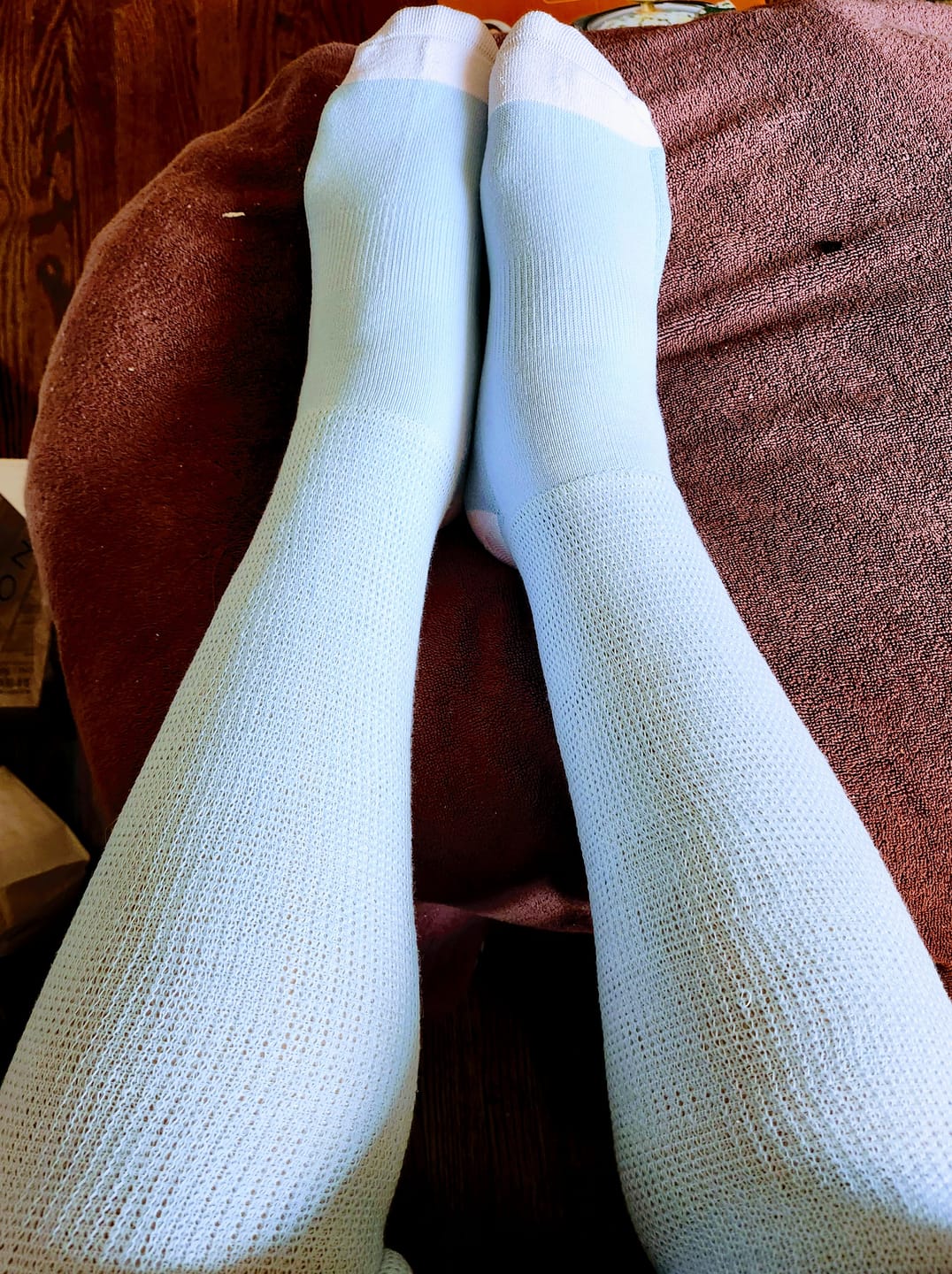 Customer photo review of Pastel Blue EasyStretch™ Socks