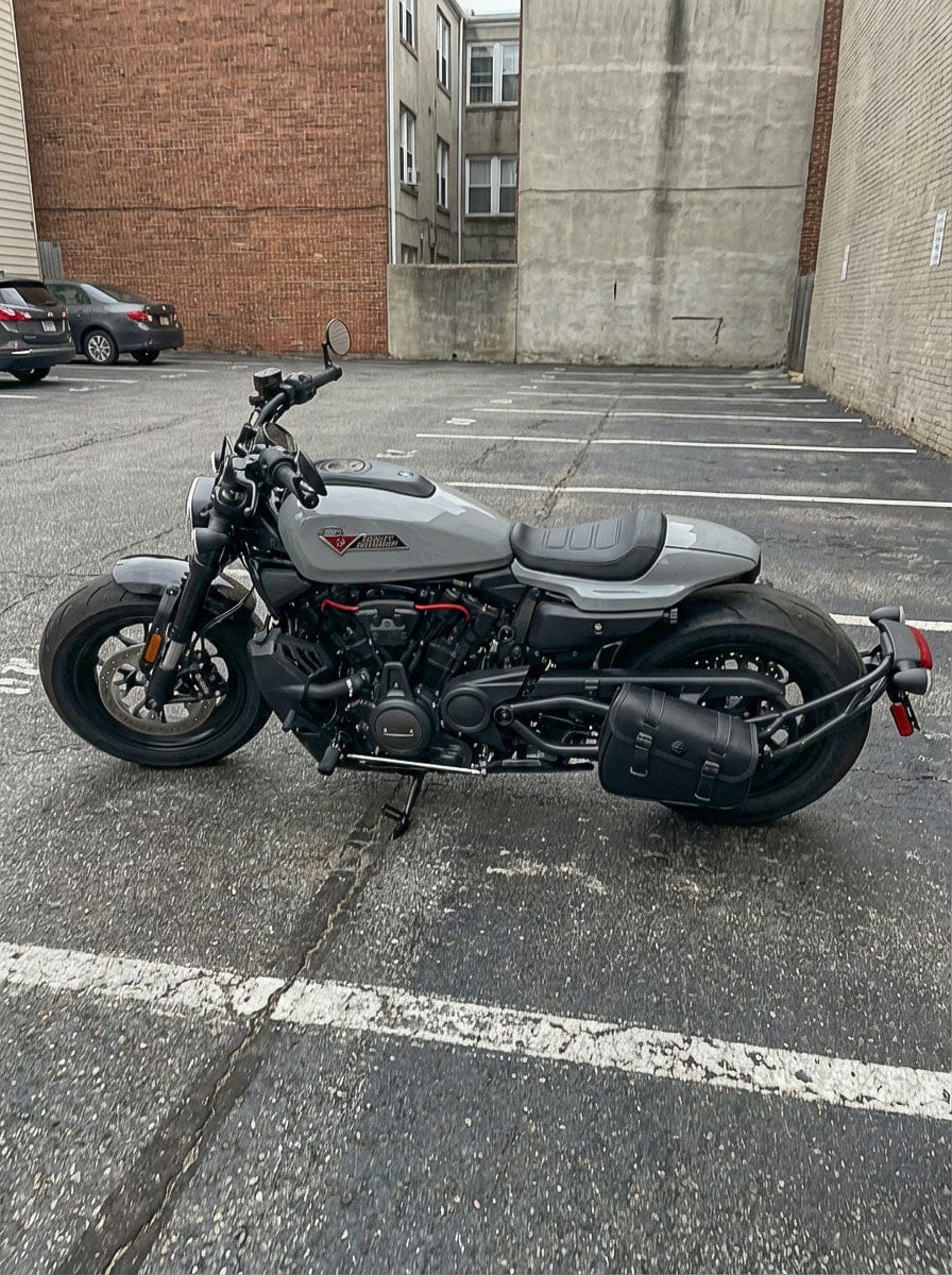 Customer photo review of 7L - Skold Leather Motorcycle Swing Arm Bag (Left Only) for Harley Sportster S (RH1250S)