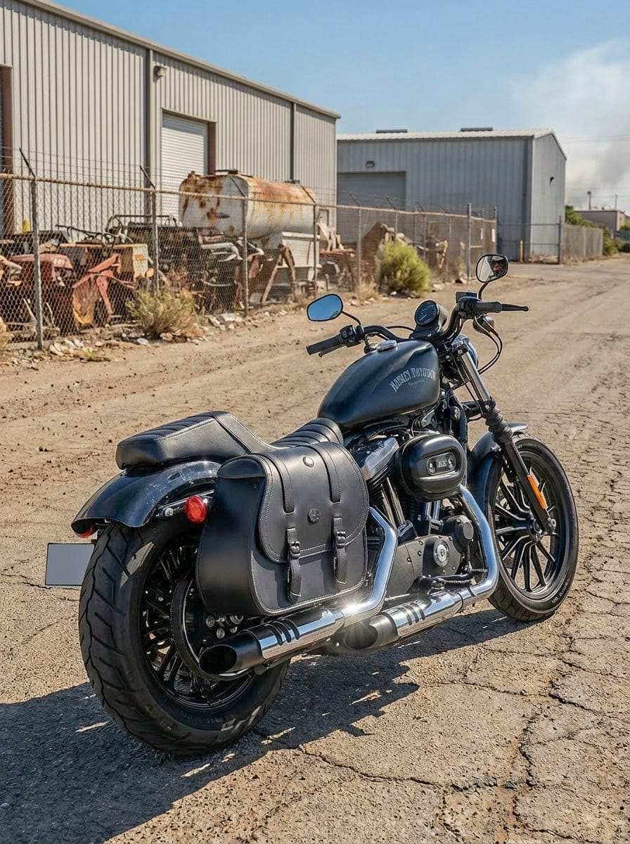 Customer photo review of 30L - Ghost Large Shock Cutout Motorcycle Saddlebags For Harley Sportster 883 Iron XL883N