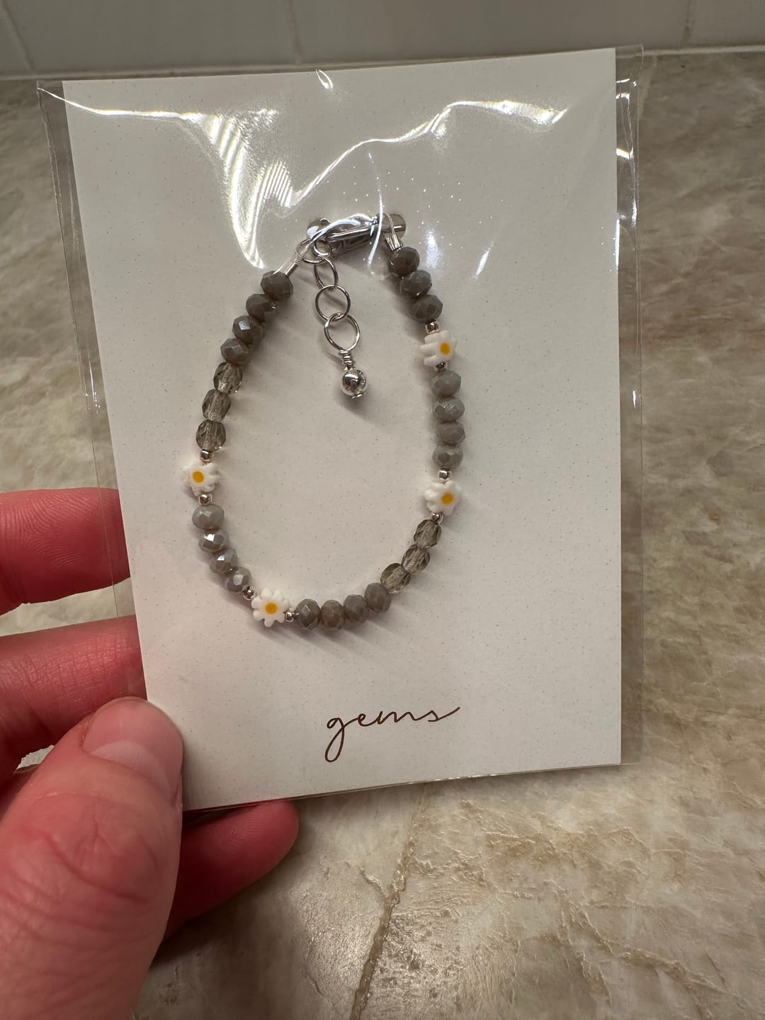 Customer photo review of Daisy May Bracelet (Gray 2MM + 4MM Beads)