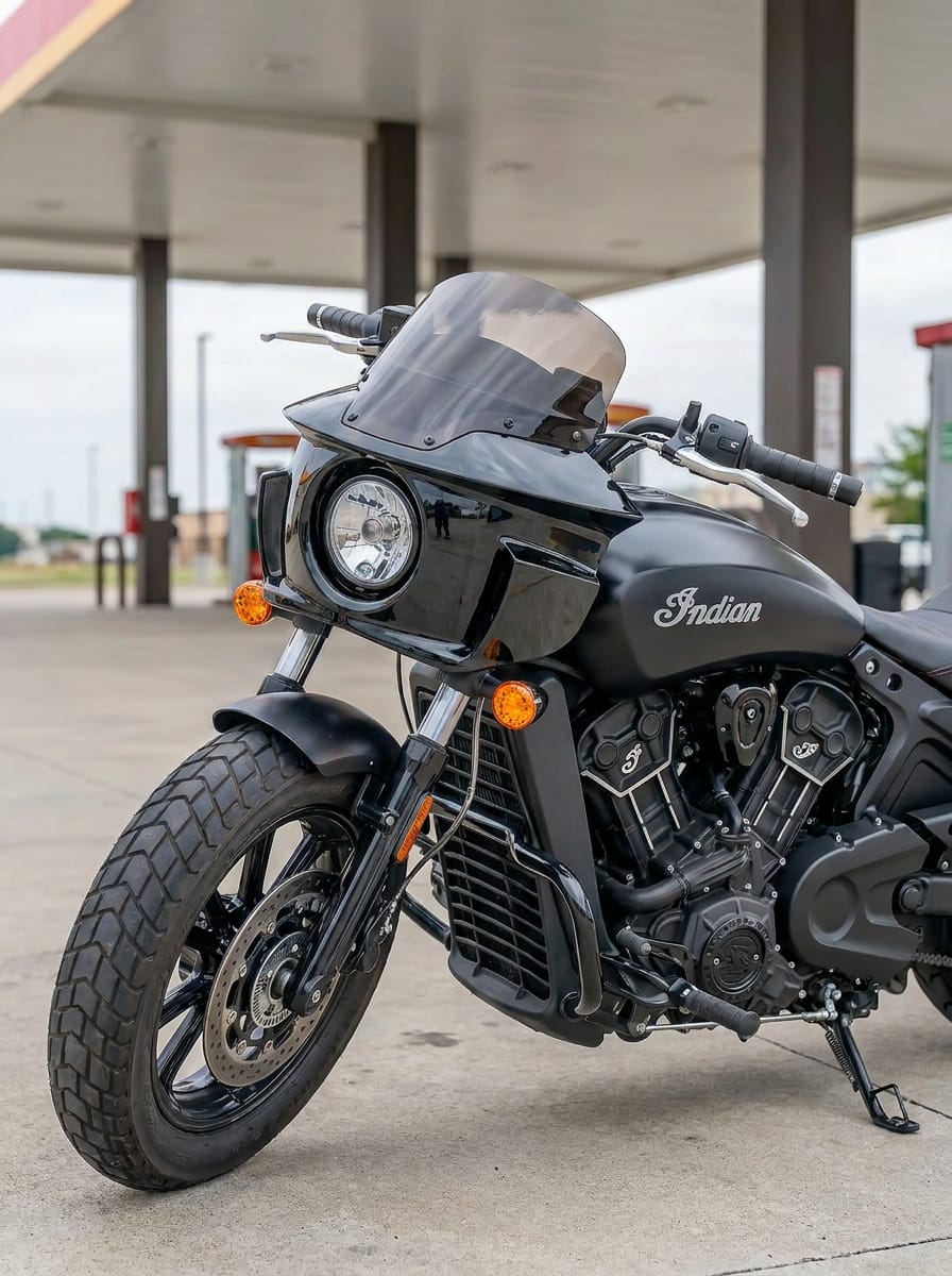 Customer photo review of Viking Darkin Indian Sport Scout Motorcycle Fairing Gloss Black