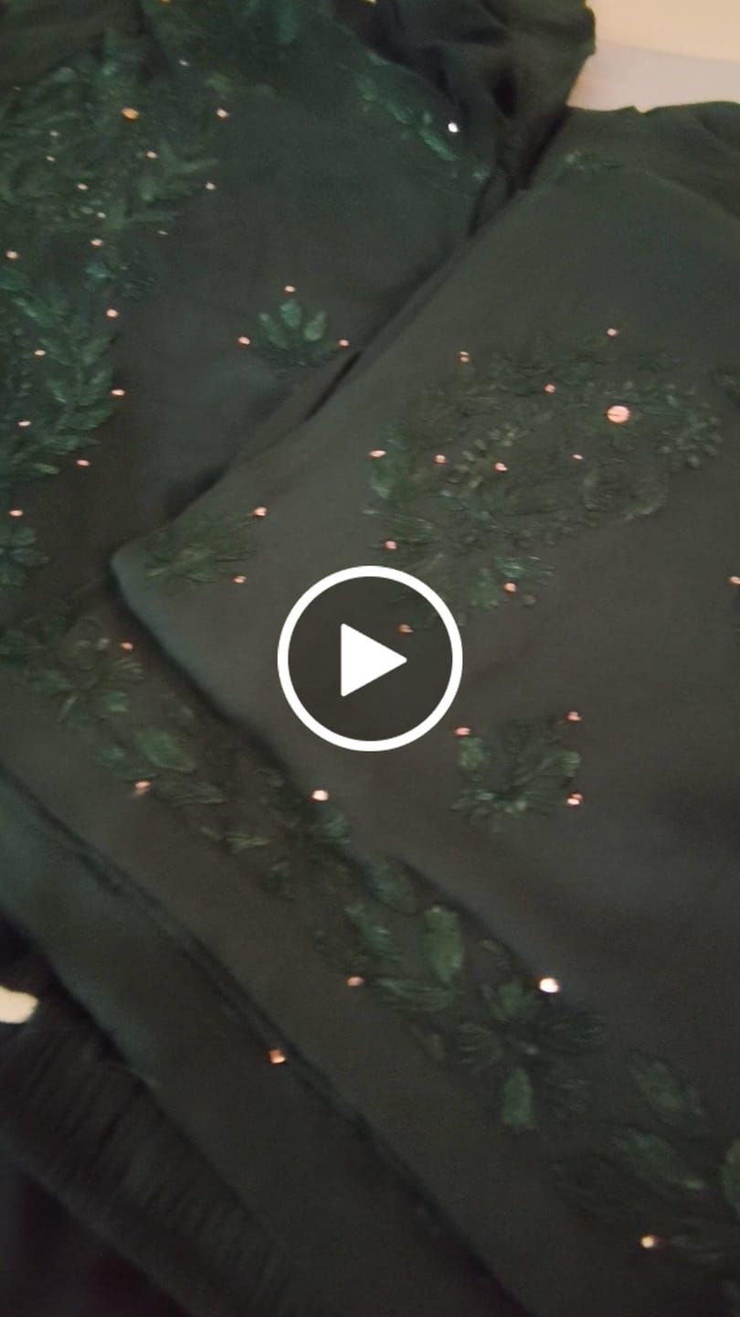 Customer video review of Bottle Green 2 piece Rayon Mukaish set