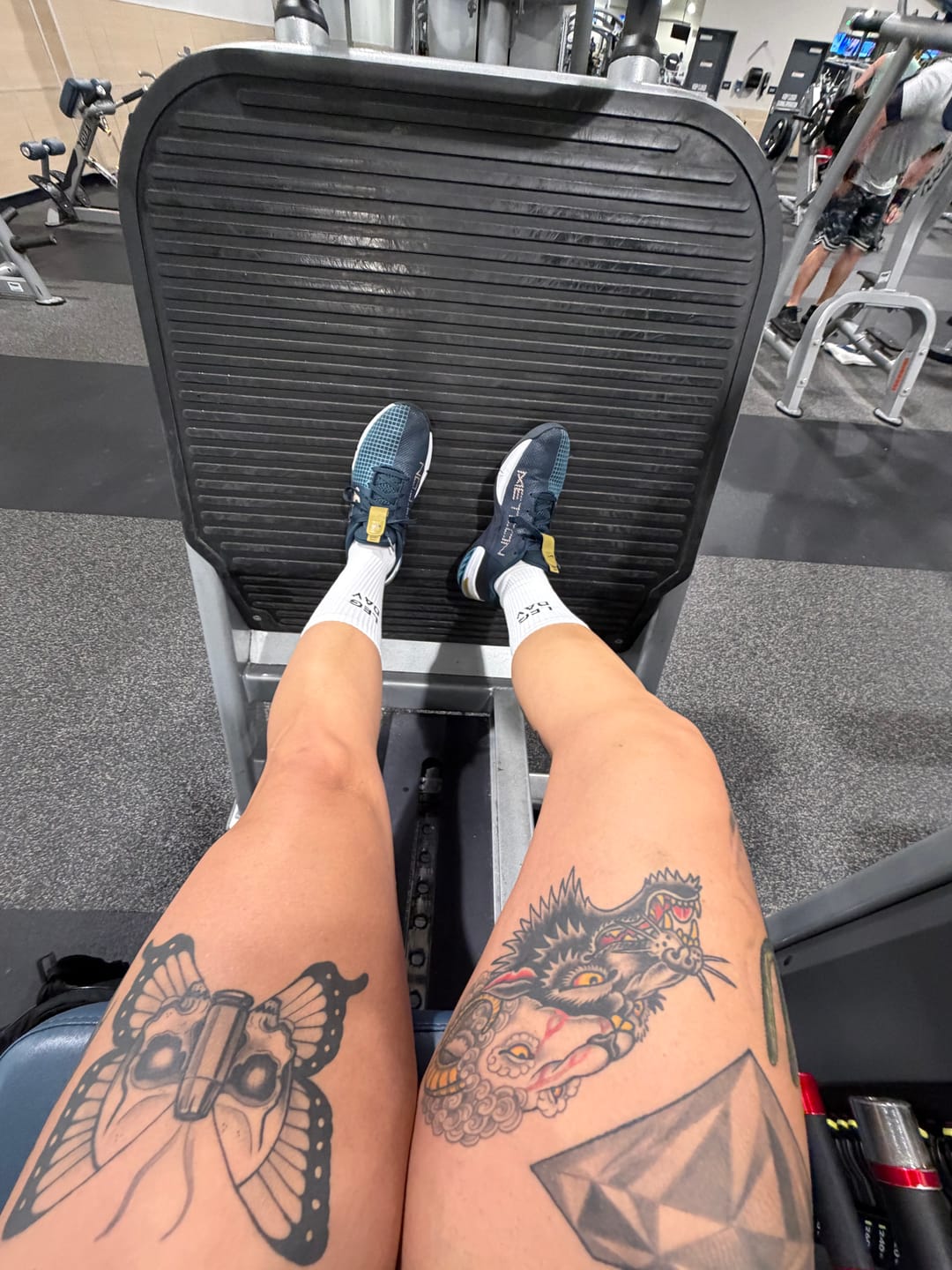 Customer photo review of Leg Day - Crew Workout Socks