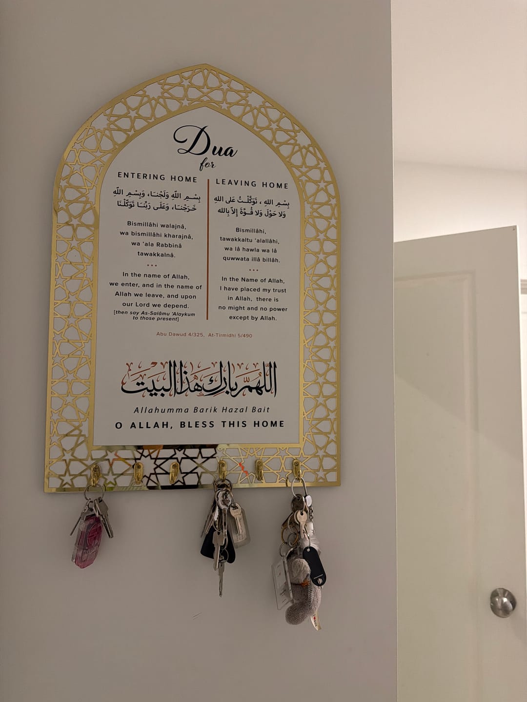 Customer photo review of Dua for Entering and Leaving Home Islamic Key Holder