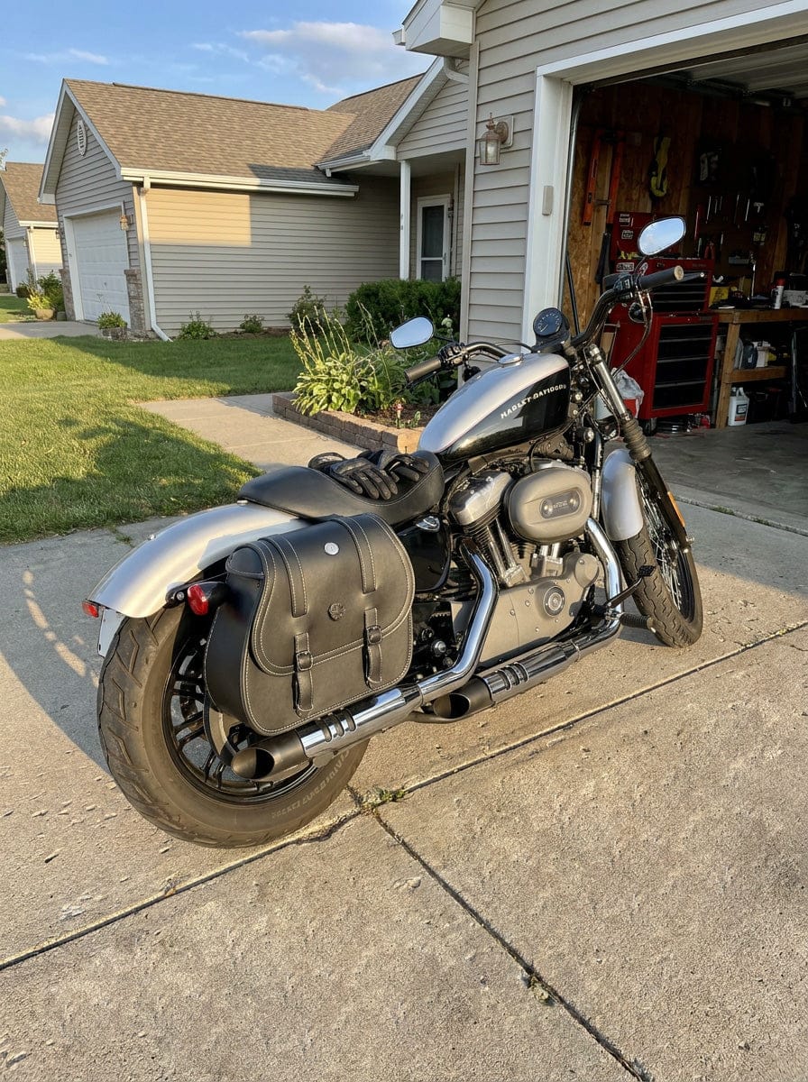 Customer photo review of 30L - Ghost Large Shock Cutout Motorcycle Saddlebags For Harley Sportster 1200 Nightster XL1200N