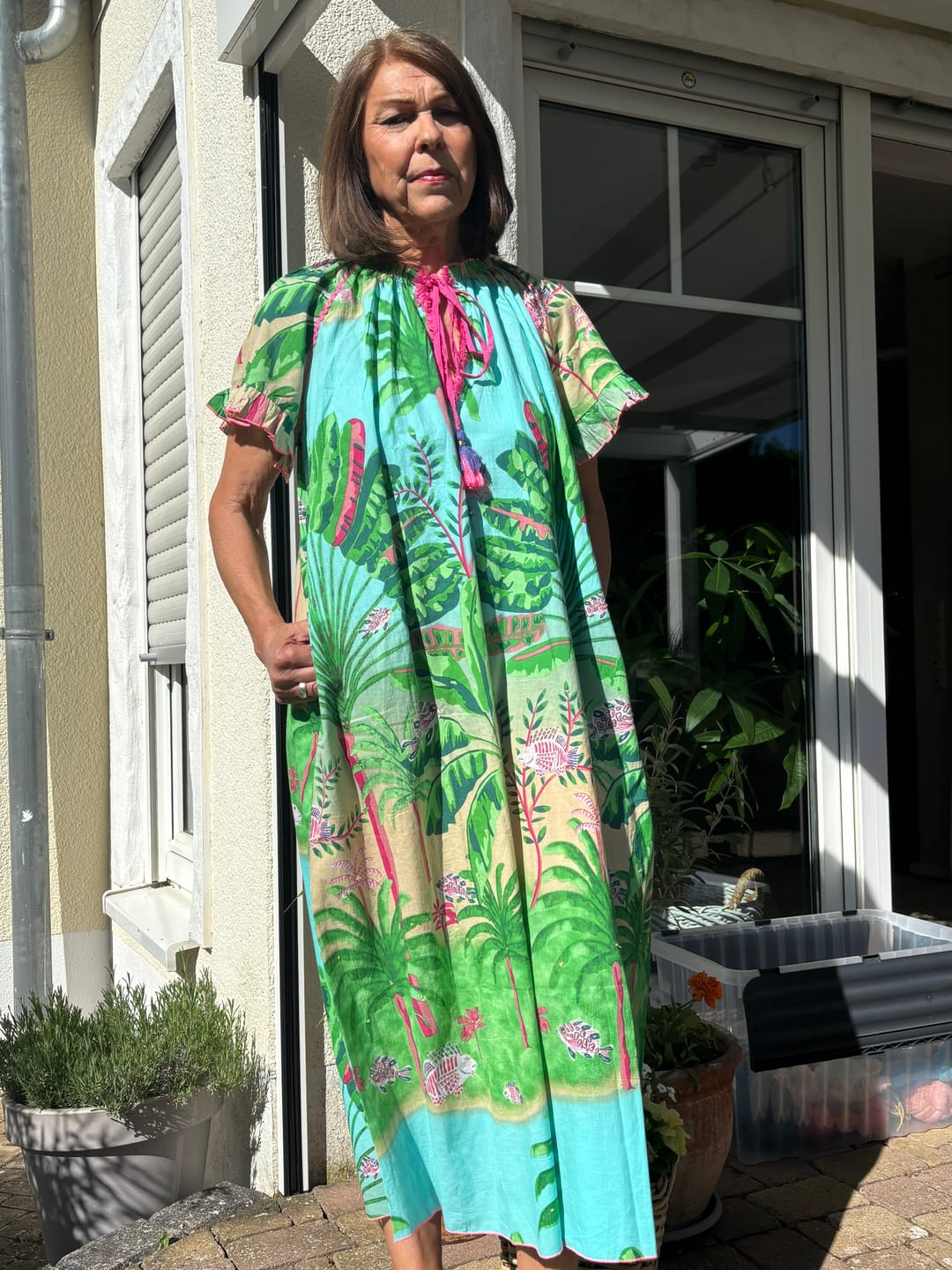 Customer photo review of Place Du Soleil Kaftan Dress Jungle