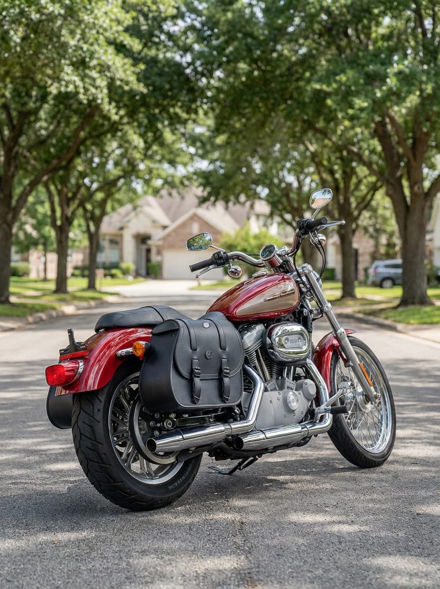 Customer photo review of 30L - Ghost Large Shock Cutout Motorcycle Saddlebags For Harley Sportster 883 Custom XL883C