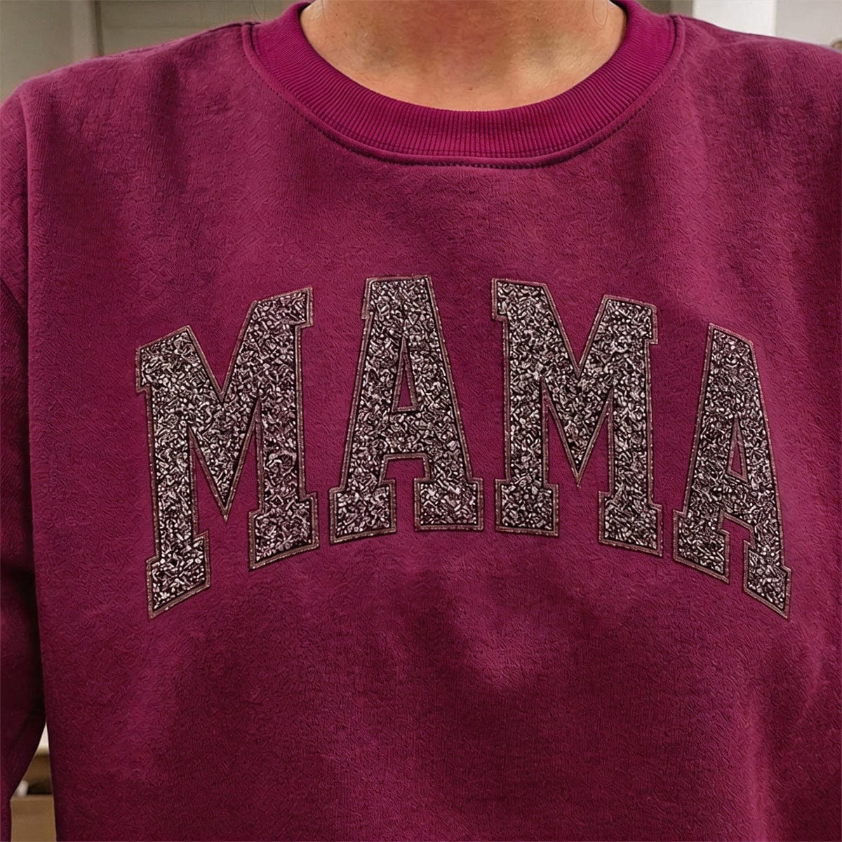 Customer photo review of Custom Embroidered Applique Glitter Mama Sweatshirt - Gift for Mom