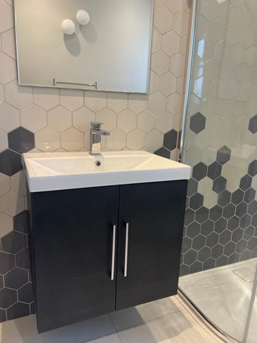 Customer photo review of Nuie Arno 600mm Wall Hung 2-Door Vanity & Basin 3 - Charcoal Black