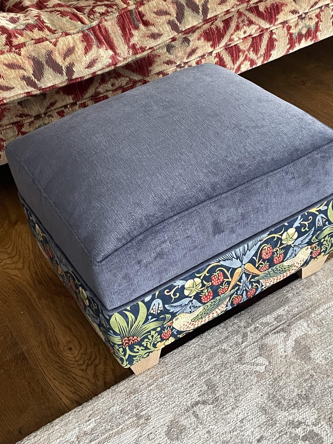 Customer photo review of Oxford footstool in Morris & Co Strawberry thief