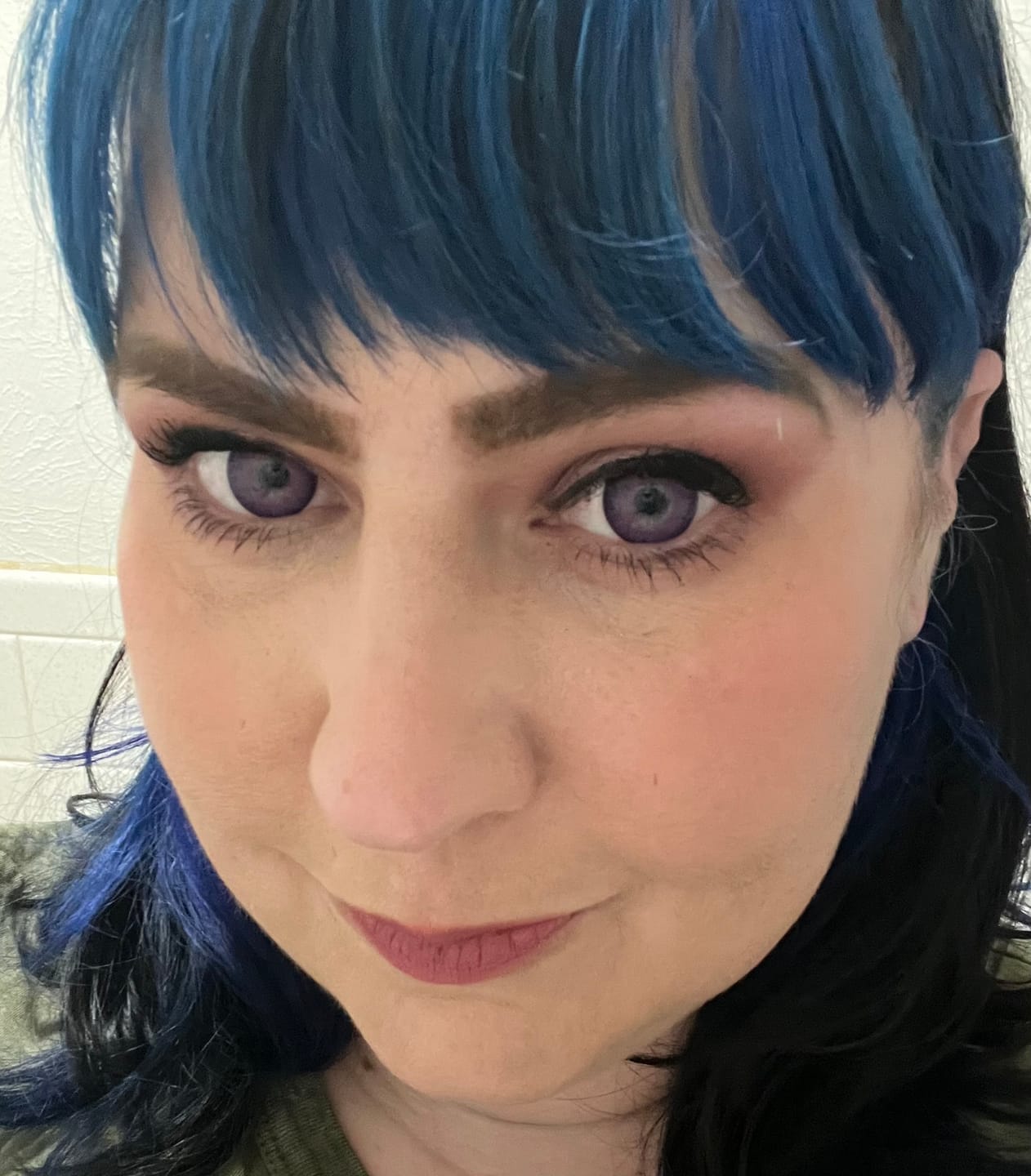 Customer photo review of Vega Violet Purple Prescription Colored Contact Lenses