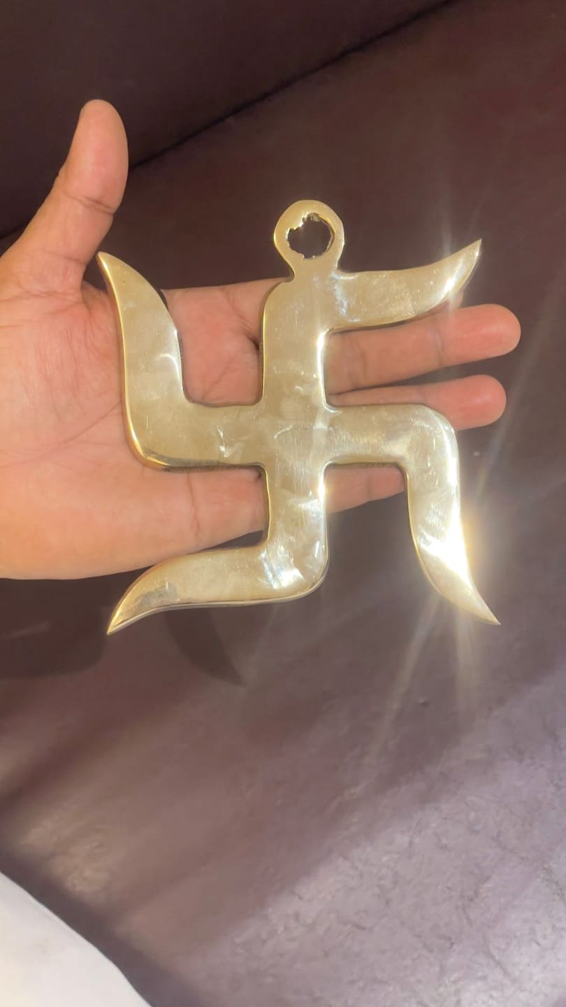 Customer photo review of Brass Swastik – Vastu Remedy for Home Protection | Main Door Dosh Nivaran | 6 & 9 Inch