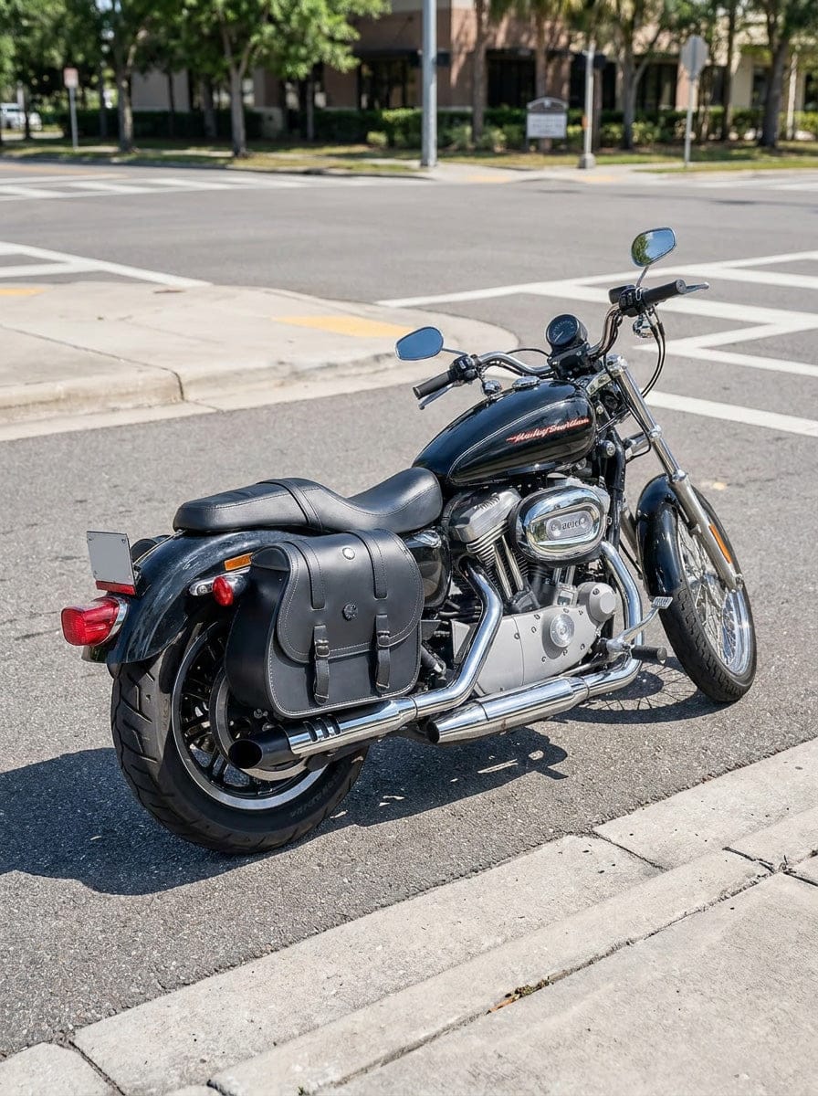 Customer photo review of 30L - Ghost Large Shock Cutout Motorcycle Saddlebags For Harley Sportster 883 Custom XL883C