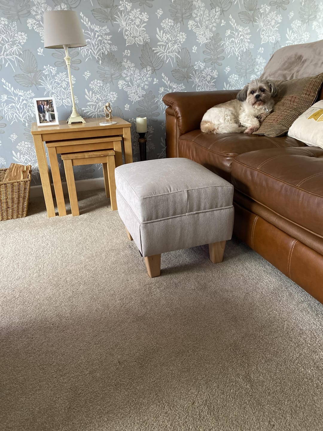 Customer photo review of Tall Oxford Footstool in Chenille Velvet (H40cm)