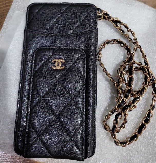 Customer photo review of Chanel 2026 Phone Holder Crossbody Bag Black Caviar Leather