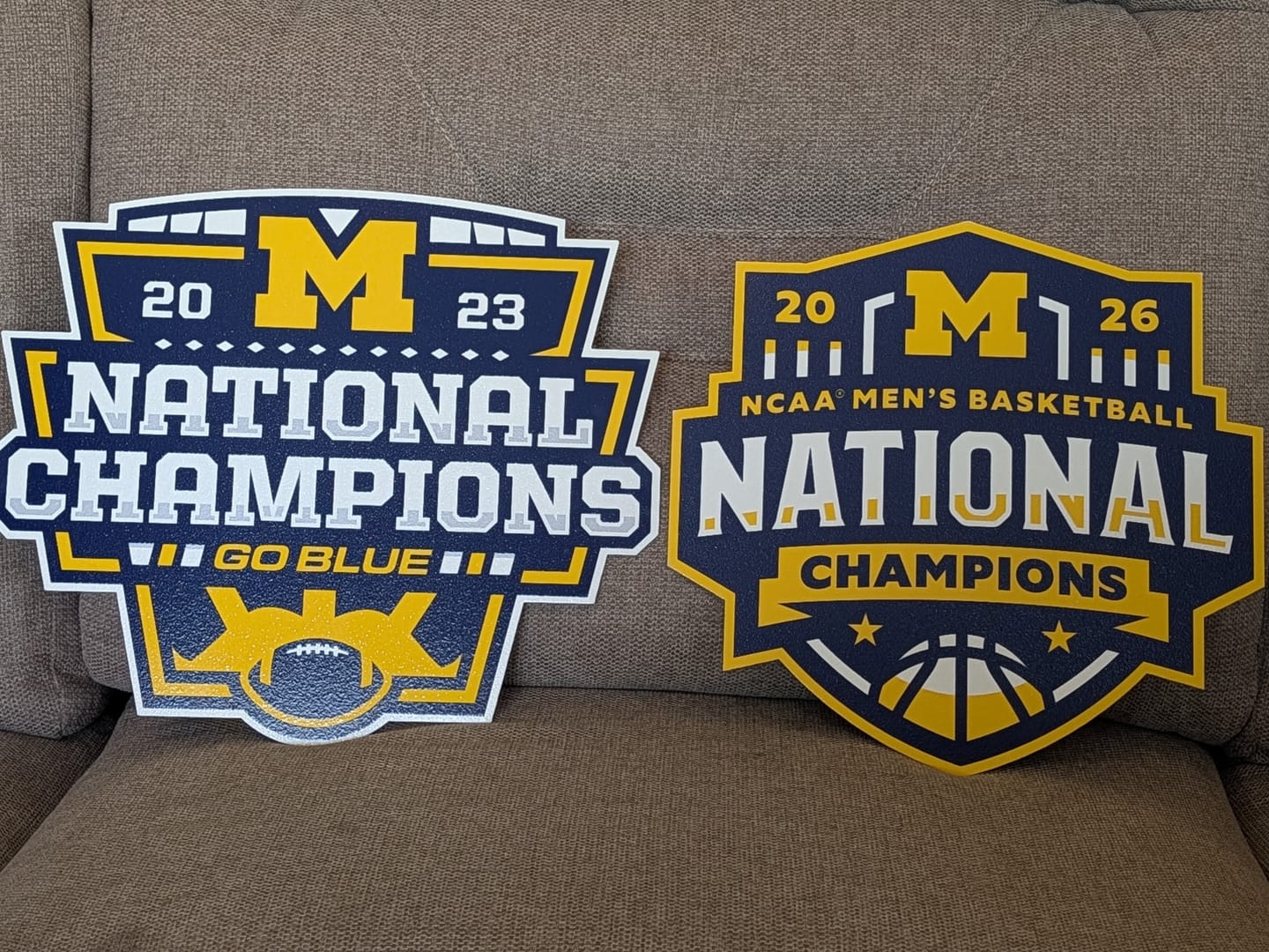 Customer photo review of SINGLE layer Michigan Wolverines 2023 Football National Champions