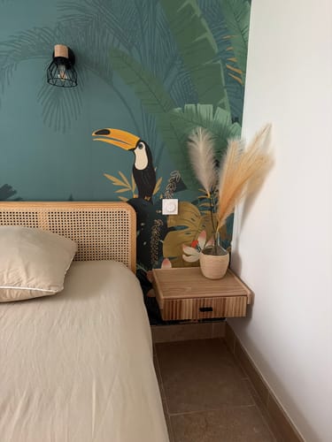 Customer photo review of PITEA - Table de chevet murale en bois naturel