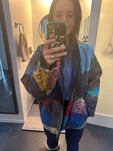 Customer photo review of The Ishani Patchwork Ralli Quilt Jacket