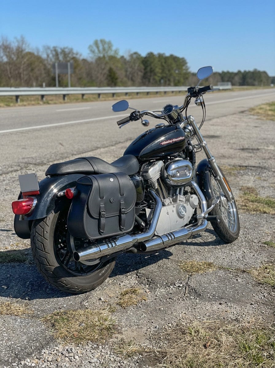 Customer photo review of 30L - Ghost Large Shock Cutout Motorcycle Saddlebags For Harley Sportster 883 Custom XL883C