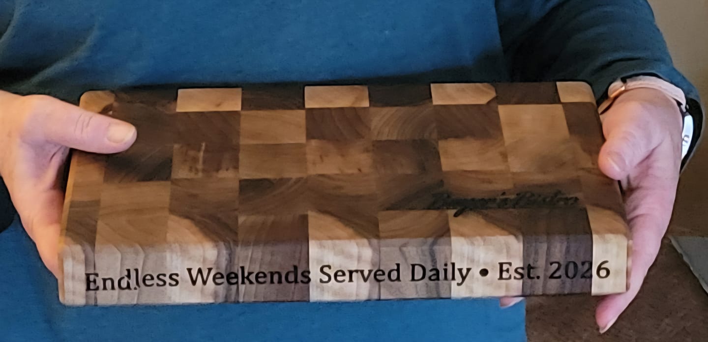 Customer photo review of Personalized Double-sided Walnut  End Grain Cutting Board