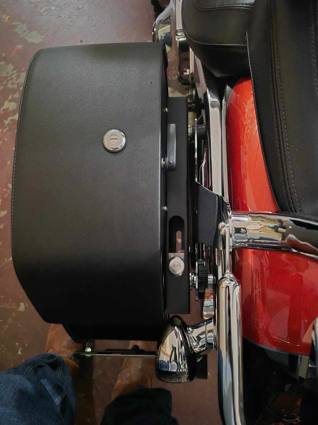 Customer photo review of Viking Saddlebags Quick Disconnect System For Harley Davidson Softail