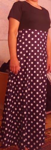 Customer photo review of Spring/Summer Chic Midi Polka Dot Dress - Sexy Fit & Flare, Comfortable Knit, Easy-Care