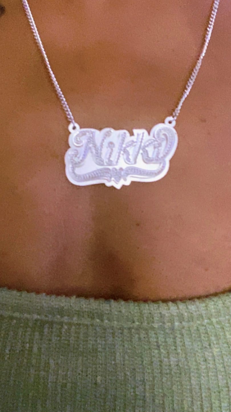 Customer photo review of Personalized Double Plated Name Necklace "Amber"
