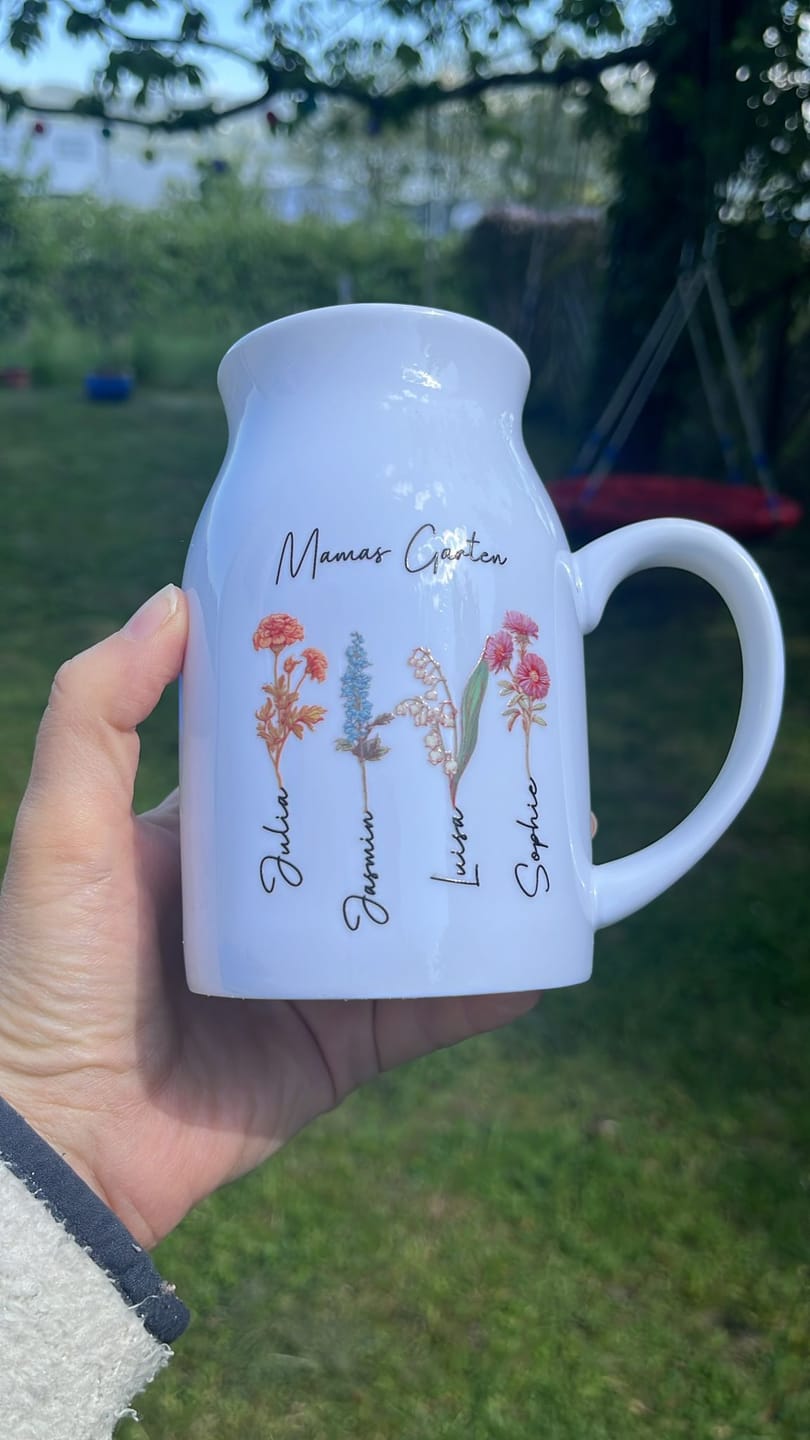 Customer photo review of Mamas Garten - Personalisierte Vase für Mama und Oma mit Geburtsblumen