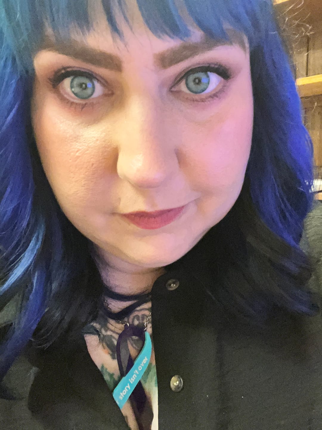 Customer photo review of Perla Blue Prescription Colored Contact Lenses