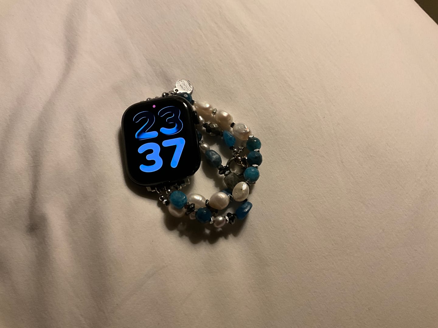Customer photo review of Bohemian Frost Stretch Apple Watch Strap