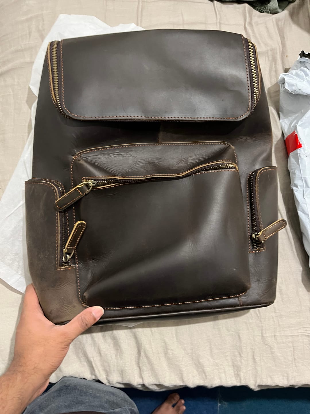 Customer photo review of Milano Leather Backpack