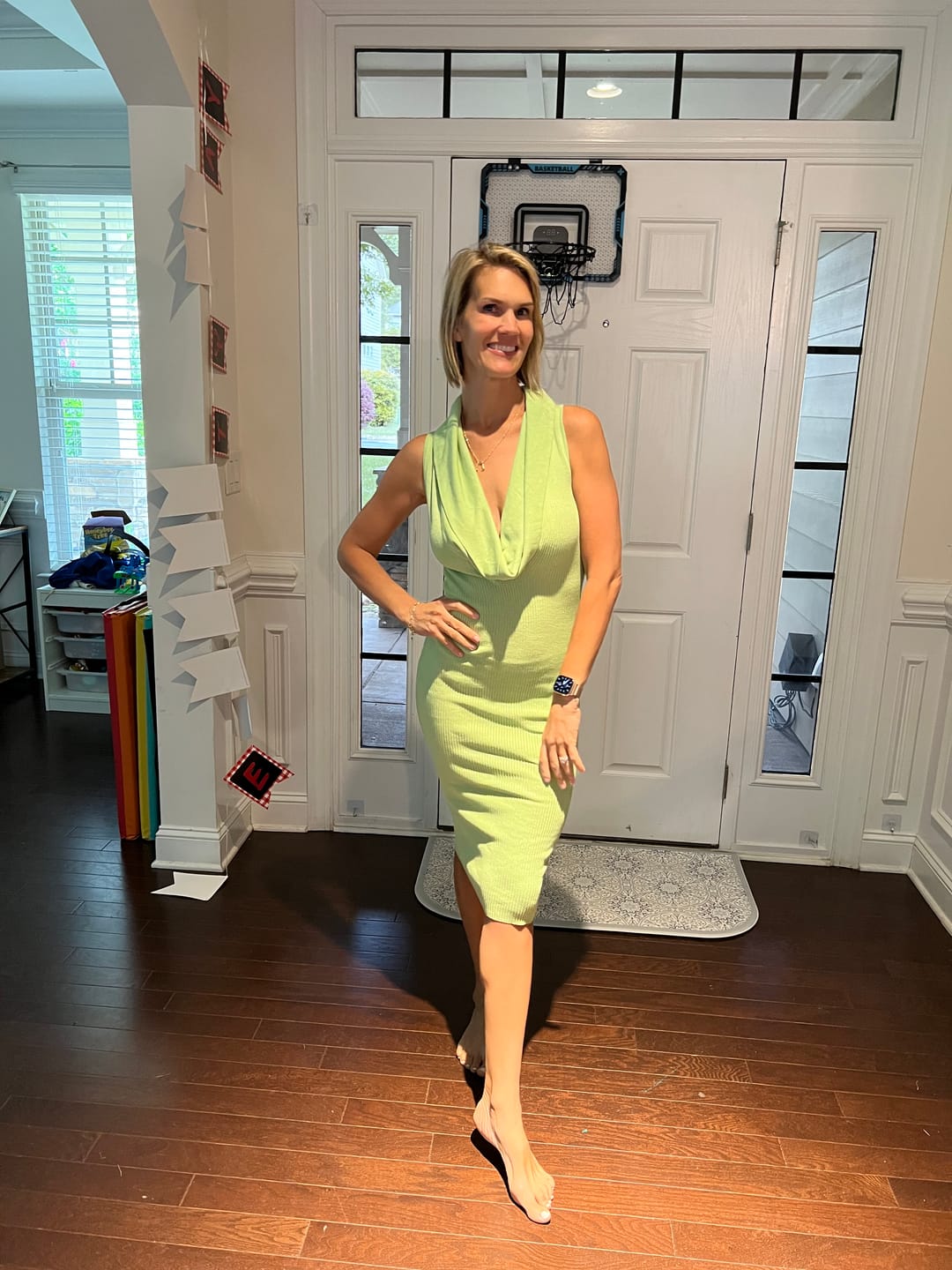 Customer photo review of Nilly Cowl Neck Ribbed Midi Dress - Green
