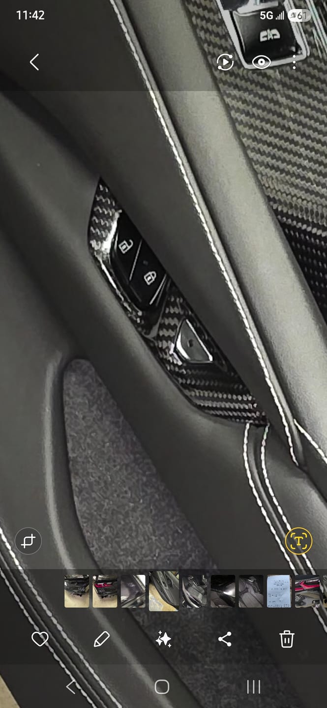 Customer photo review of Corvette C8 DRY CARBON FIBER Door Control Button Cover