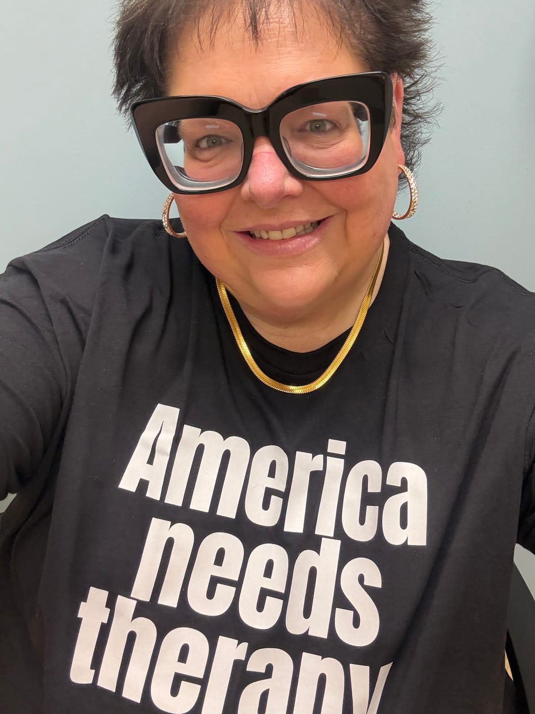 Customer photo review of America Needs Therapy Unisex Tee