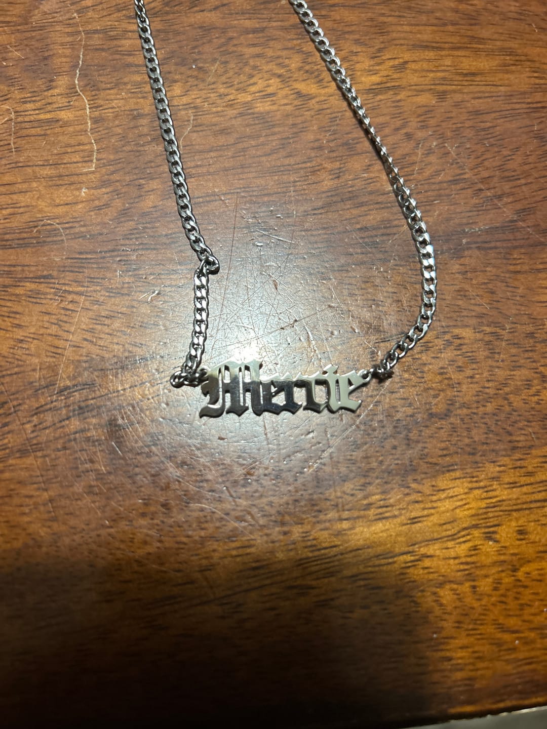 Customer photo review of Gothic Name Necklace w/ Cuban Chain