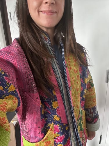 Customer photo review of The Ladhiya Quilted Patchwork Kantha Jacket