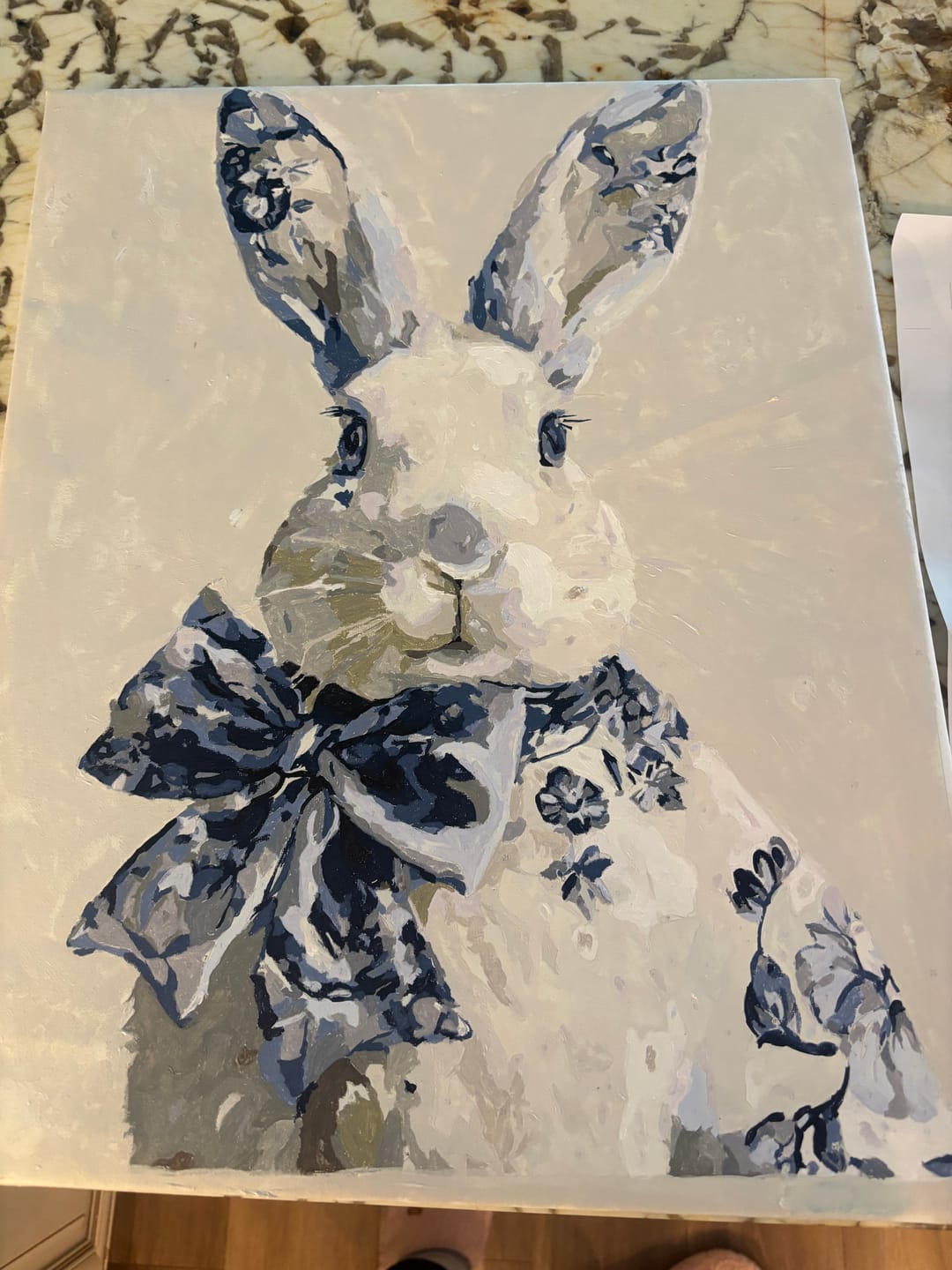 Customer photo review of Delft Blue Bunny | Paint by Number